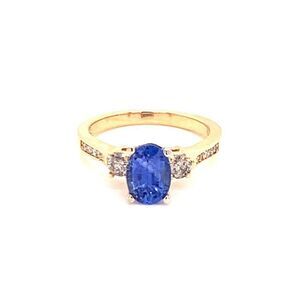 Diamond Blue Sapphire Ring 14k Gold Women Certified $4,950 915310